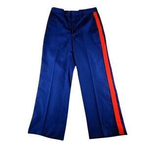 Bremen-Bowdon Pants Mens 35x36 Blue Wool Military Dress Uniform Stripe Trousers